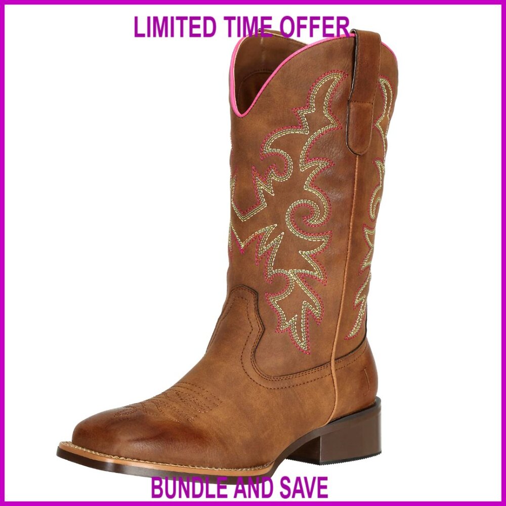 Women's Square Toe Wide Mid Calf Western Cowboy Boots